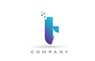 Diseño del logotipo de la letra del alfabeto de punto azul t. plantilla de icono creativo para empresa y negocio vector