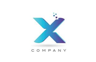 X blue dot alphabet letter logo design. Creative icon template for company and business vector