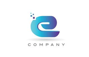 E blue dot alphabet letter logo design. Creative icon template for company and business vector