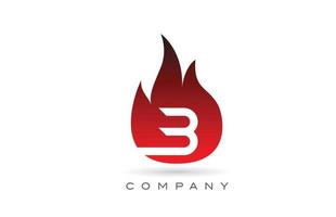 B red fire flames alphabet letter logo design. Creative icon template for business and company vector