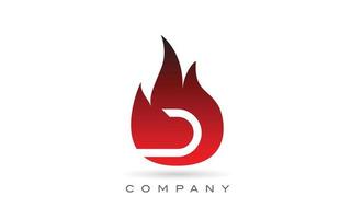 D red fire flames alphabet letter logo design. Creative icon template for business and company vector