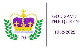Platinum Jubilee poster with crown and the inscription God Save the Queen. Great for signboard, banner, greeting card, flyer, design, print. Vector illustration