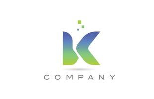k icono del logotipo de la letra del alfabeto verde. plantilla de diseño creativo para negocios y empresas vector