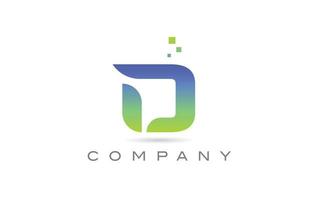 Ícono del logotipo de la letra del alfabeto verde d. plantilla de diseño creativo para negocios y empresas vector