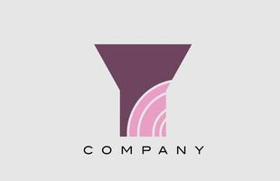 geometric Y alphabet letter logo icon design. Creative template for company and business in color pink vector