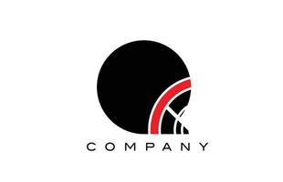 Q black and red geometric alphabet letter logo icon design. Creative template for business and company vector