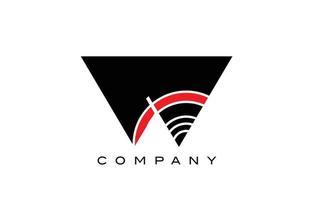 w diseño de icono de logotipo de letra de alfabeto geométrico negro y rojo. plantilla creativa para negocios y empresas. vector