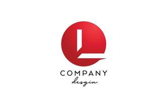 red L alphabet letter logo icon with circle design. Creative template for company and business vector