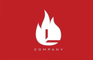 red L fire flames alphabet letter logo design. Creative icon template for business and company vector