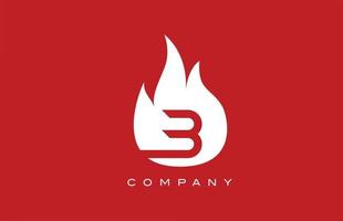 Diseño de logotipo de letra del alfabeto de llamas de fuego rojo b. plantilla de icono creativo para negocios y empresas vector