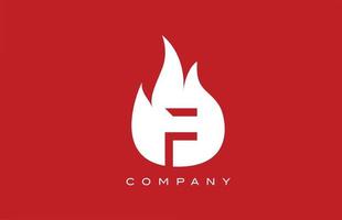 diseño de logotipo de letra del alfabeto de llamas de fuego rojo f. plantilla de icono creativo para negocios y empresas vector