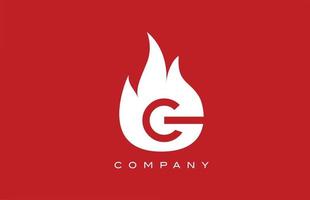 diseño de logotipo de letra del alfabeto de llamas de fuego rojo g. plantilla de icono creativo para negocios y empresas vector