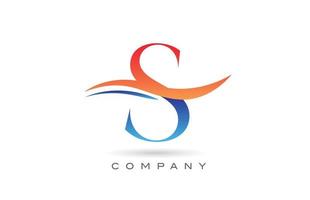 orange blue S alphabet letter logo design with swoosh. Creative icon template for company vector