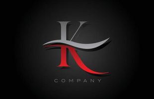 diseño del logotipo de la letra del alfabeto k rojo y gris. plantilla de icono creativo para empresa y negocio vector