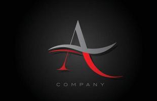 red and grey A alphabet letter logo design. Creative icon template for company and business vector