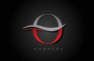 red and grey O alphabet letter logo design. Creative icon template for company and business vector