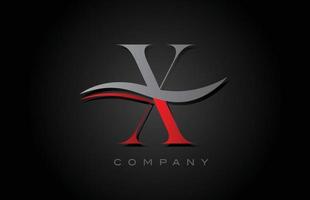 diseño del logotipo de la letra del alfabeto x rojo y gris. plantilla de icono creativo para empresa y negocio vector