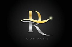 diseño del logotipo de la letra del alfabeto r gris dorado. plantilla de icono creativo para negocios y empresas vector