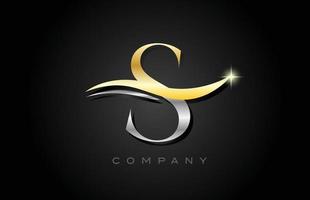 diseño del logotipo de la letra del alfabeto gris dorado s. plantilla de icono creativo para negocios y empresas vector