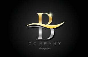 gold grey B alphabet letter logo design. Creative icon template for business and company vector