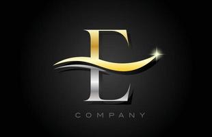 gold grey E alphabet letter logo design. Creative icon template for business and company vector