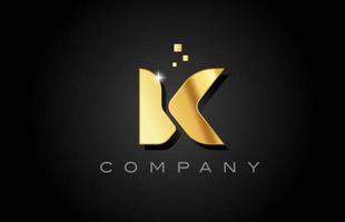 metal gold K alphabet letter logo icon design. Creative template for company with dots vector