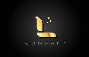 metal gold L alphabet letter logo icon design. Creative template for company with dots vector