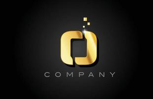 metal gold O alphabet letter logo icon design. Creative template for company with dots vector