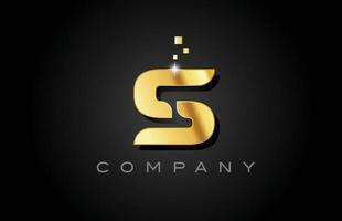 Diseño de icono de logotipo de letra del alfabeto de metal dorado. plantilla creativa para empresa con puntos vector