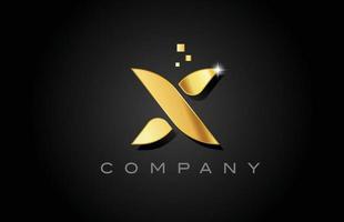 metal gold X alphabet letter logo icon design. Creative template for company with dots