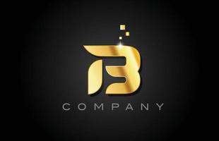 metal gold B alphabet letter logo icon design. Creative template for company with dots