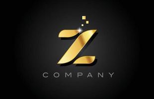 metal gold Z alphabet letter logo icon design. Creative template for company with dots vector