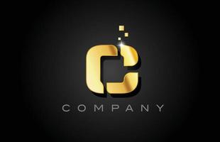 metal gold C alphabet letter logo icon design. Creative template for company with dots vector