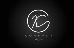 diseño de icono de logotipo de letra de alfabeto k en blanco y negro. plantilla creativa manuscrita para empresa y negocio vector