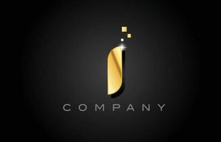 Diseño de icono de logotipo de letra del alfabeto i de metal dorado. plantilla creativa para empresa con puntos vector