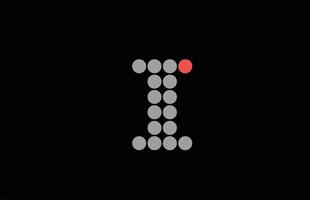 Punteé el diseño del logotipo del icono de la letra del alfabeto gris rojo. plantilla creativa para negocios y empresas con punto vector