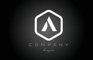un diseño de icono de logotipo de letra de alfabeto de hexágono blanco negro. plantilla creativa para negocios y empresas. vector