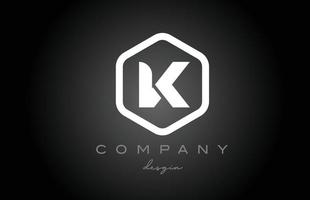 k negro blanco hexágono alfabeto letra logo icono diseño. plantilla creativa para negocios y empresas. vector