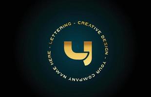Diseño de icono de logotipo de letra del alfabeto de oro y con texto. plantilla creativa dorada para negocios y empresas con círculo vector