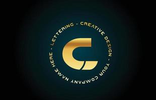 Diseño del icono del logotipo de la letra del alfabeto c dorado con texto. plantilla creativa dorada para negocios y empresas con círculo vector