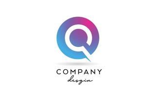 pink blue Q alphabet letter logo icon with circle design. Creative template for business and company vector