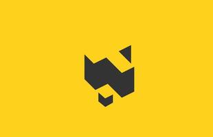 logotipo de icono de letra del alfabeto t negro amarillo con diseño de sombra. plantilla creativa para empresa y negocio vector
