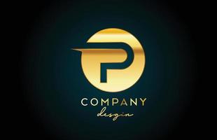 Gold P alphabet letter logo icon with circle design. Golden creative template for business and company vector