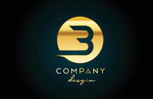 Gold B alphabet letter logo icon with circle design. Golden creative template for business and company vector