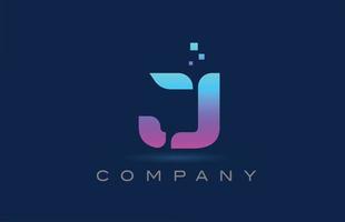 rosa azul j alfabeto letra logo icono diseño. plantilla creativa para negocios y empresas con puntos vector