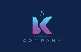 pink blue K alphabet letter logo icon design. Creative template for business and company with dots vector