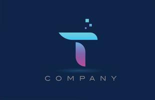 rosa azul t alfabeto letra logo icono diseño. plantilla creativa para negocios y empresas con puntos vector