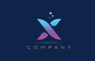 pink blue X alphabet letter logo icon design. Creative template for business and company with dots vector