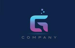 pink blue G alphabet letter logo icon design. Creative template for business and company with dots vector