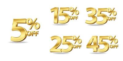 Collection of shiny gold discount numbers advertising Premium Vector